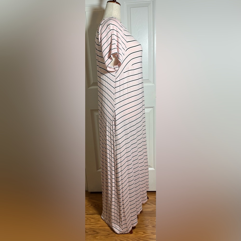 Lane Bryant Women’s Pink, Black and White Striped Maxi Dress - Picture 4 of 10